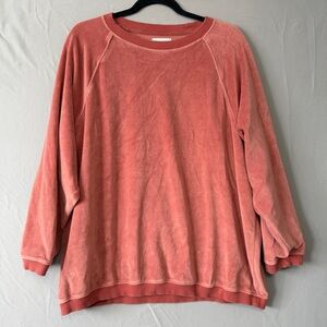 Aerie Womens Real Obsessed Oversized Velour Sweatshirt Size M Orange Loungewear